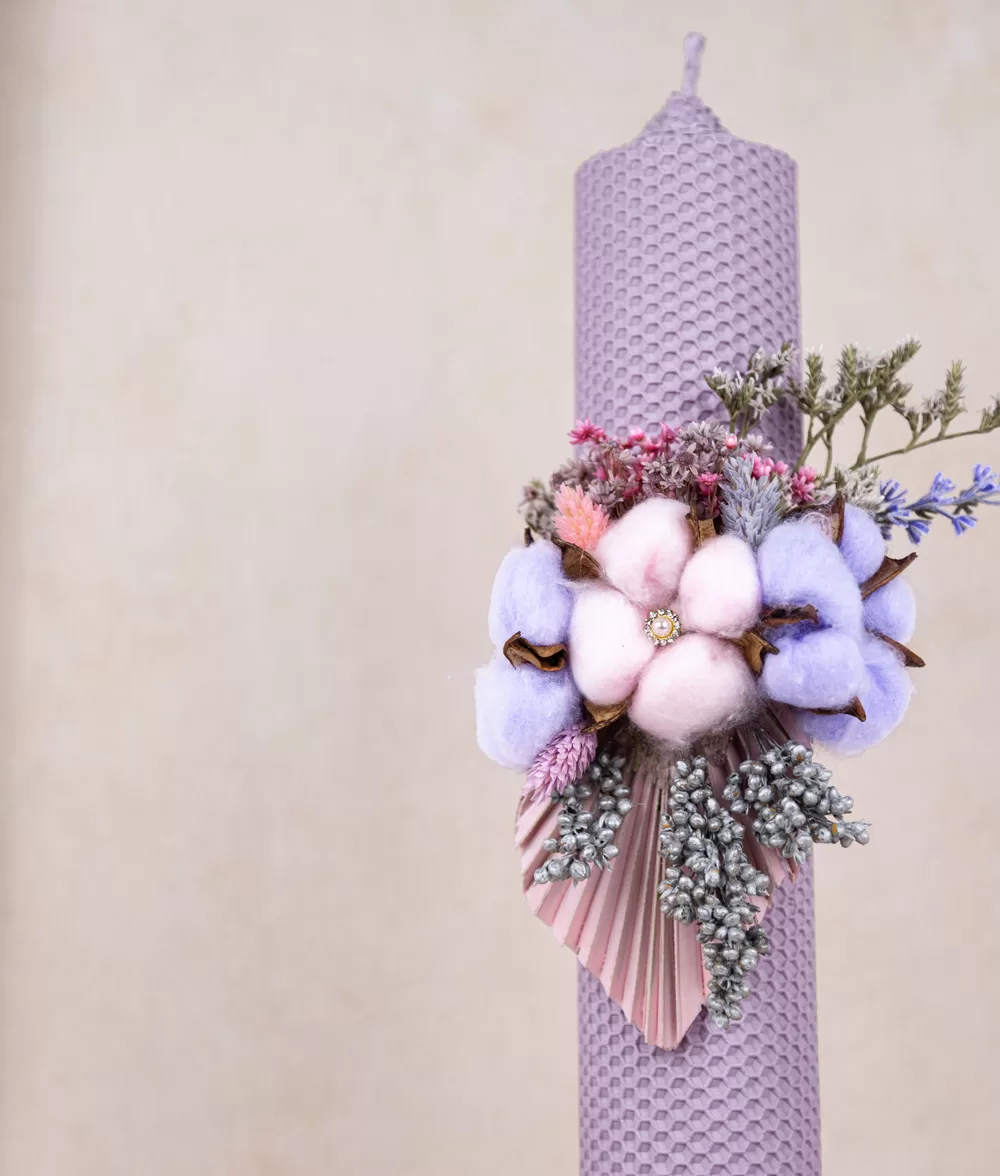 Lumanare botez fagure mov lila