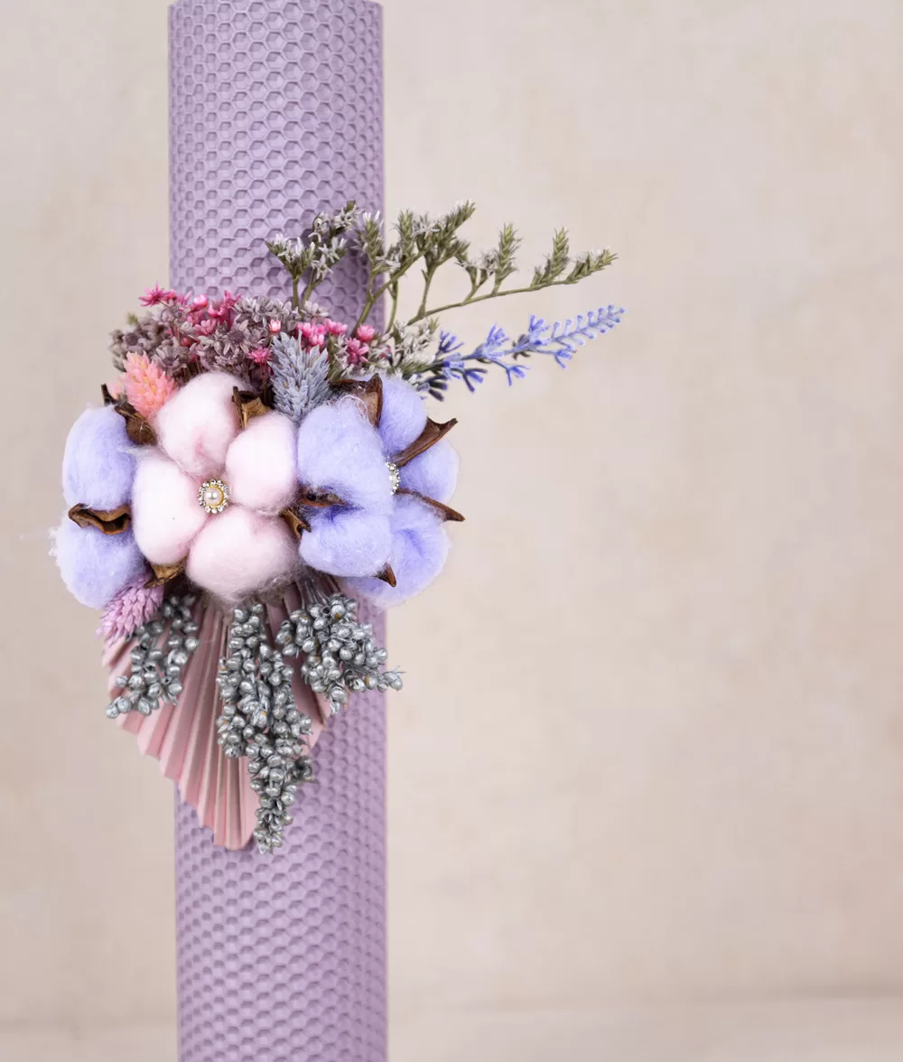 Lumanare botez fagure mov lila