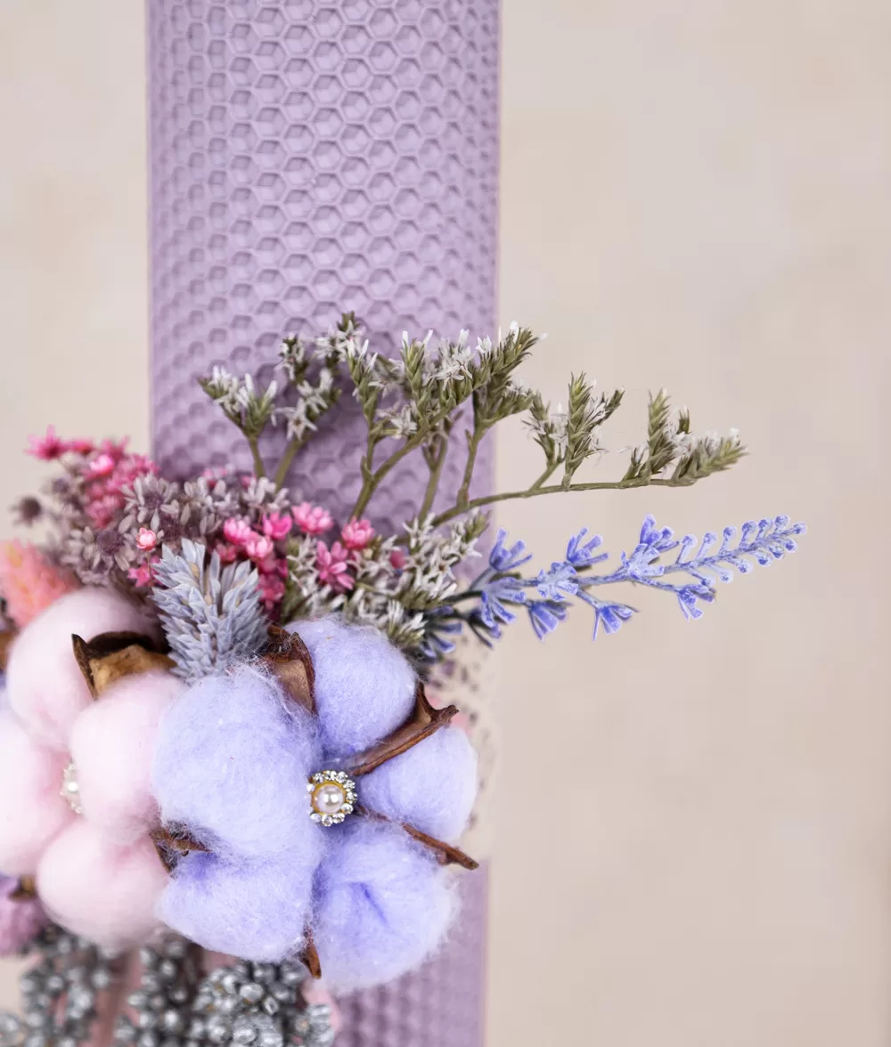 Lumanare botez fagure mov lila