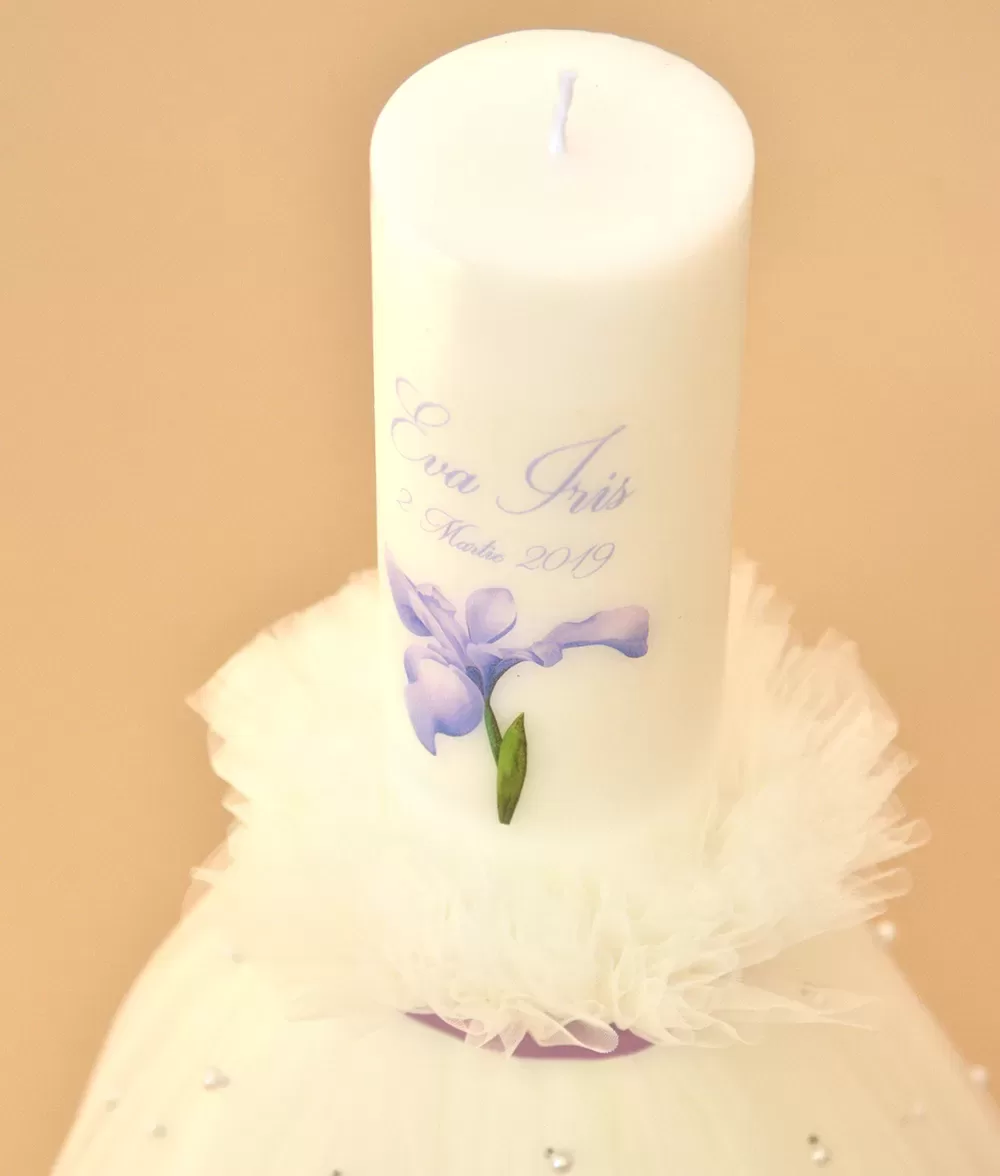 Lumanare botez floare iris