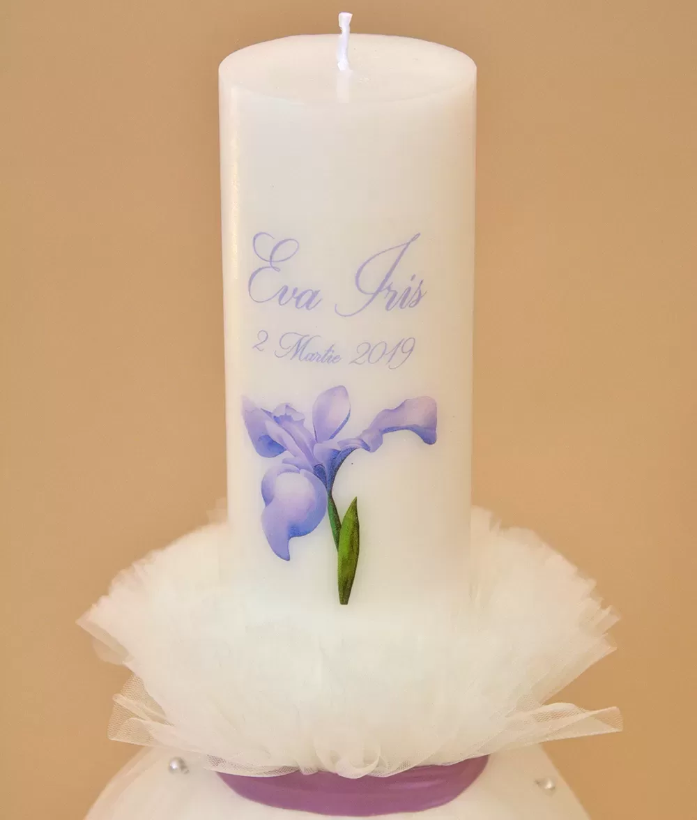 Lumanare botez floare iris