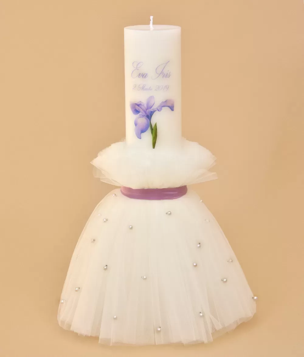 Lumanare botez floare iris