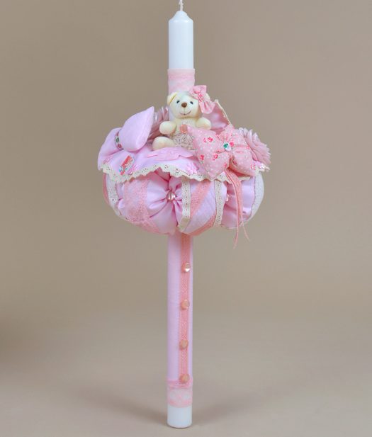 Lumanare botez biserica unicat handmade roz couture bebe