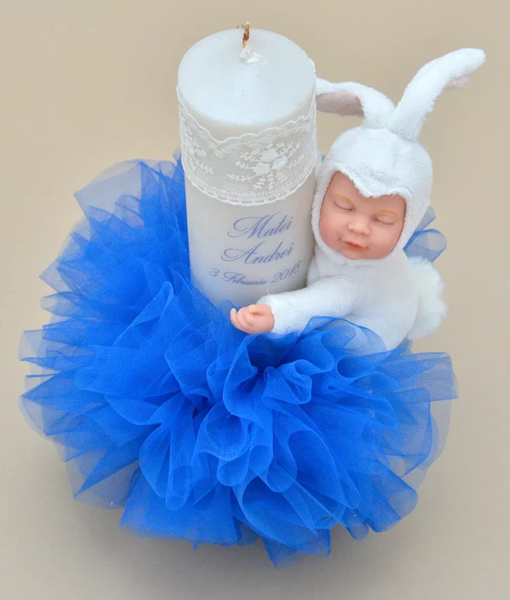 Lumanare de botez personalizata papusa anne geddes