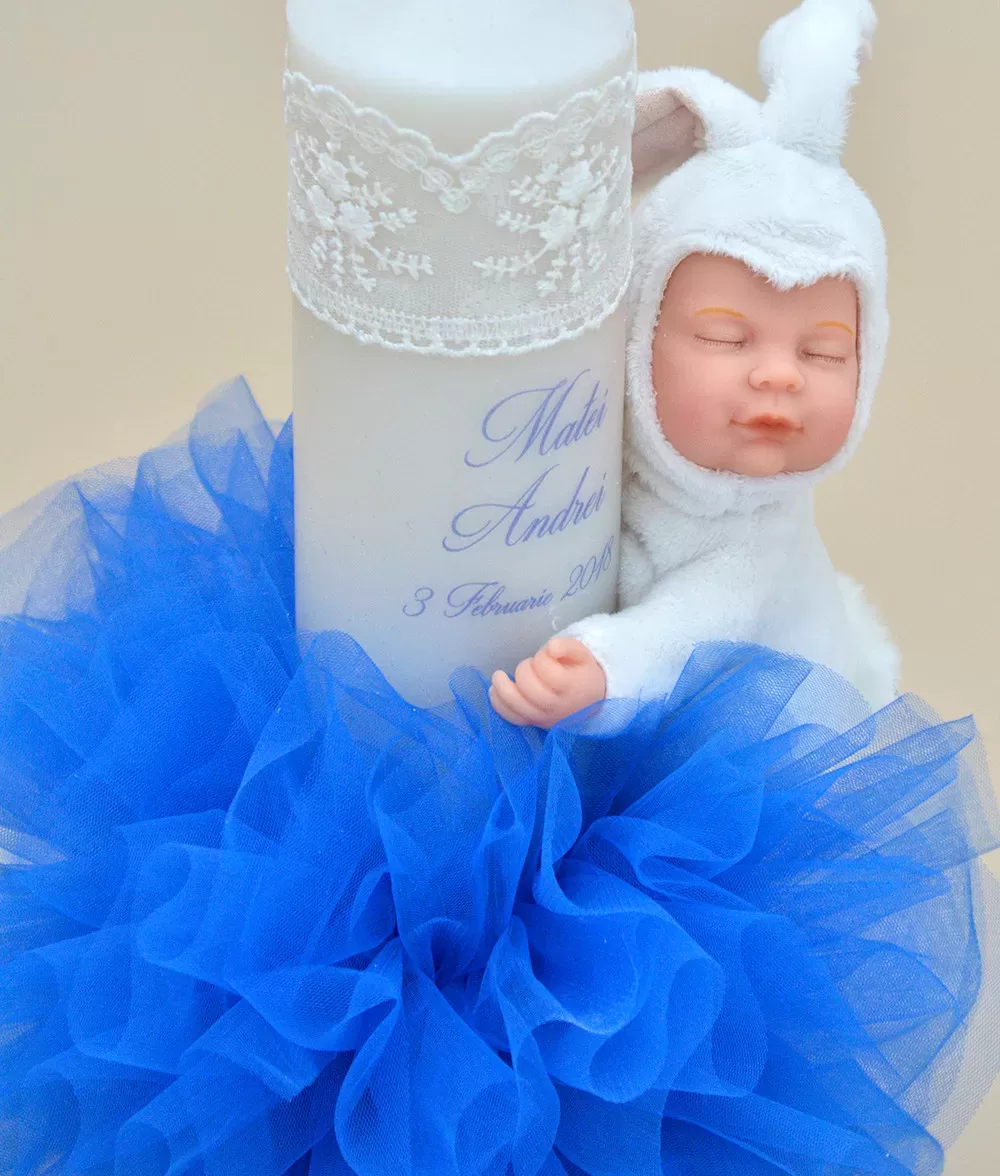 Lumanare de botez personalizata papusa anne geddes