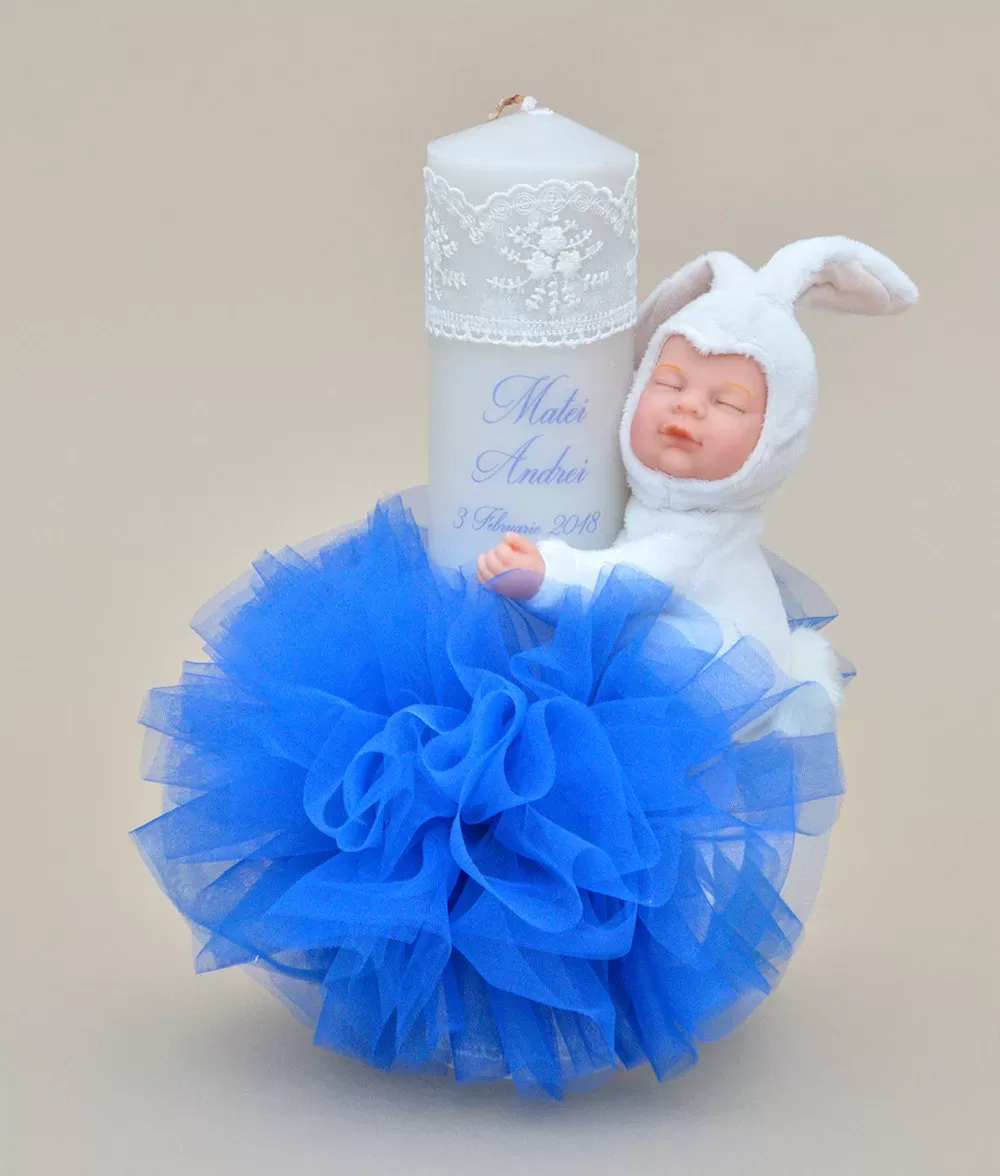 Lumanare de botez personalizata papusa anne geddes