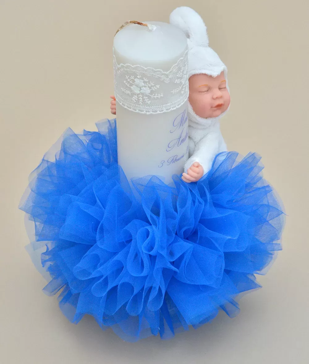Lumanare de botez personalizata papusa anne geddes