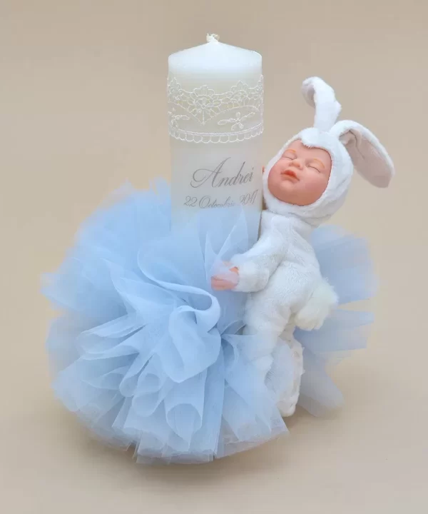 Lumanare botez personalizata papusa bebelus