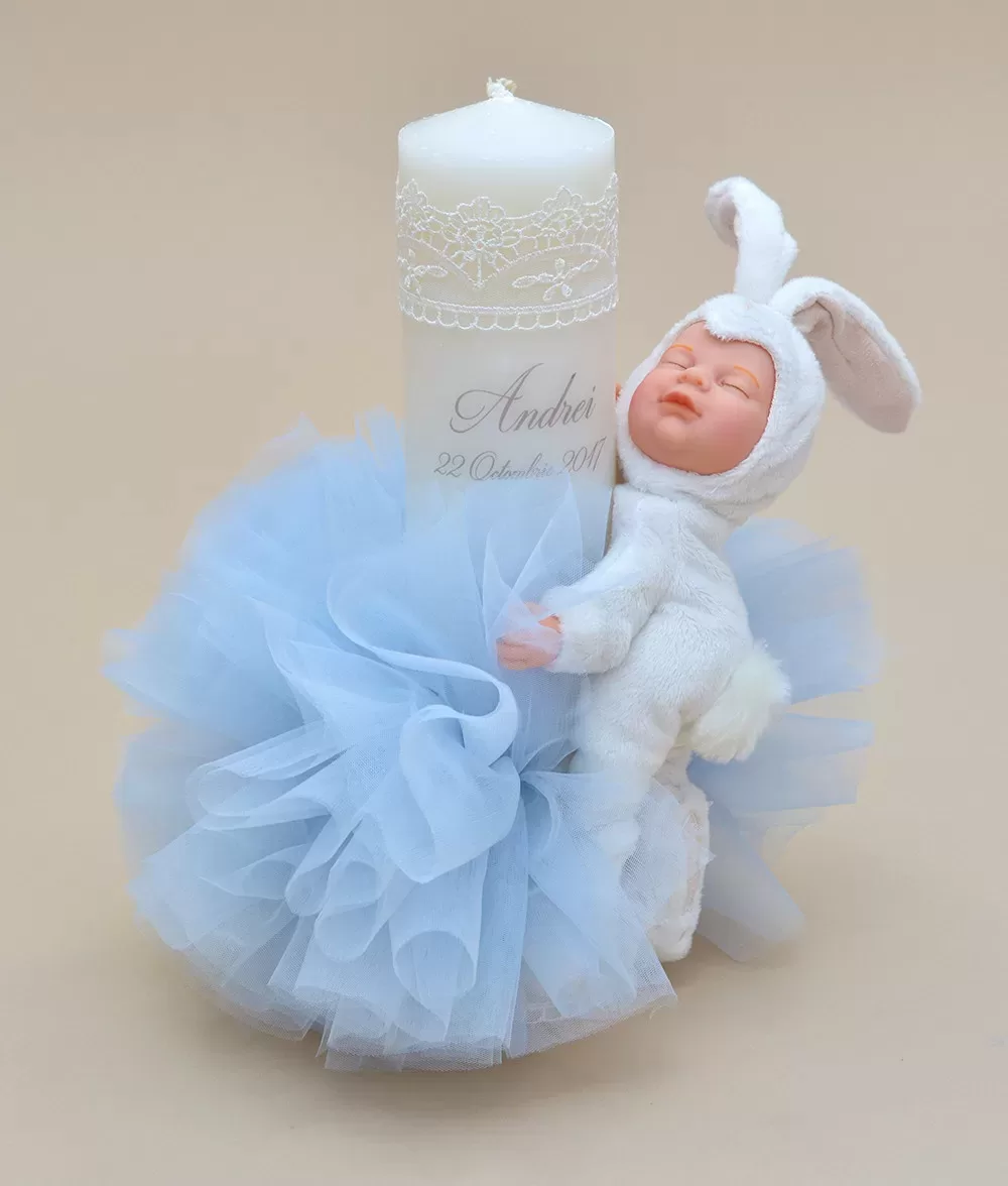 Lumanare botez personalizata papusa bebelus