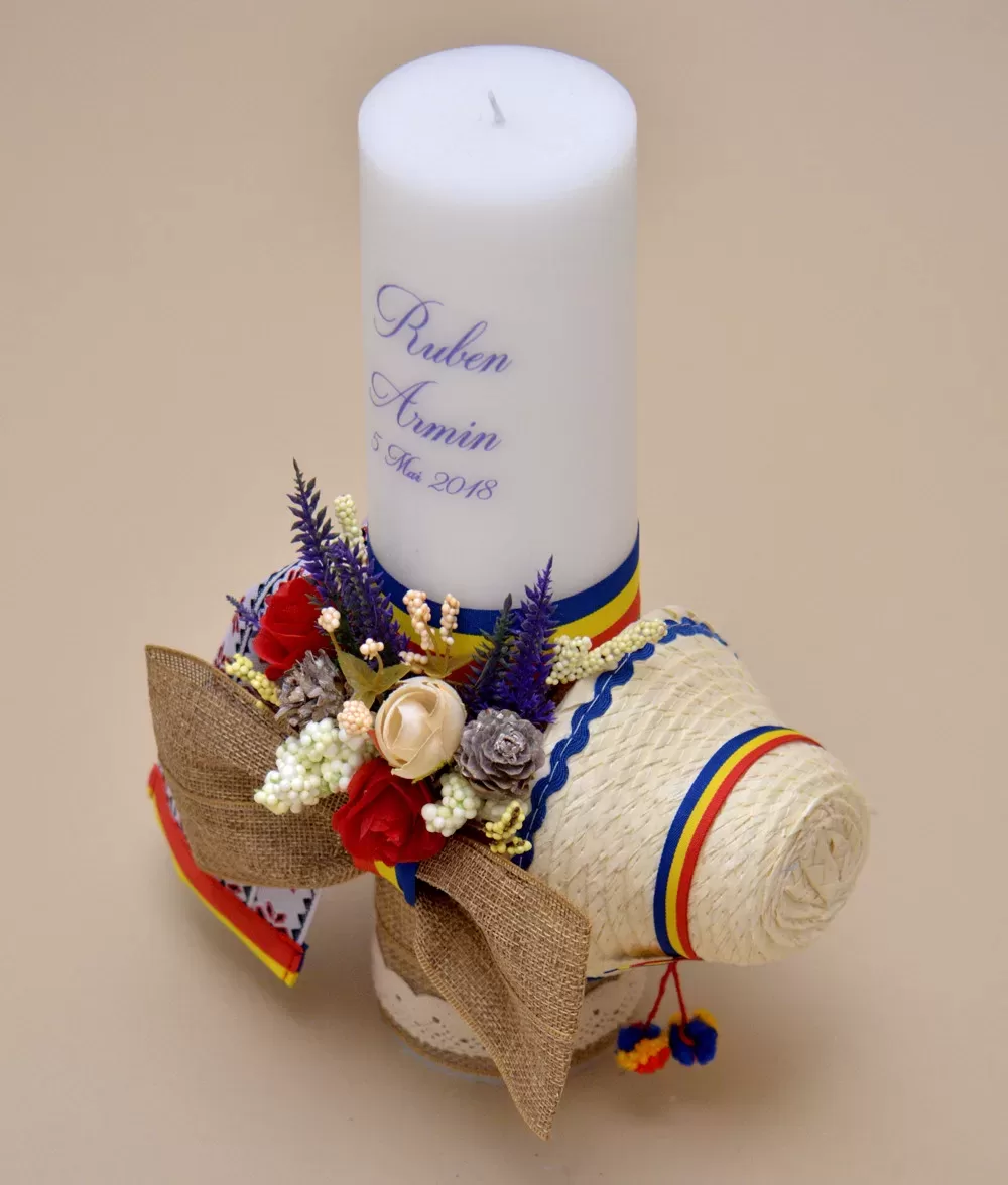 Lumanare botez tricolor