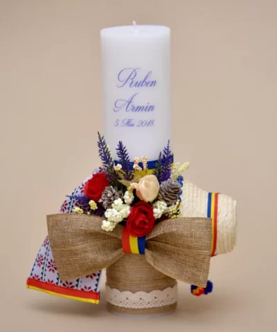 lumanare botez traditionala tricolor