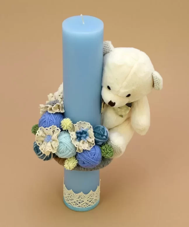 Lumanare botez albastra