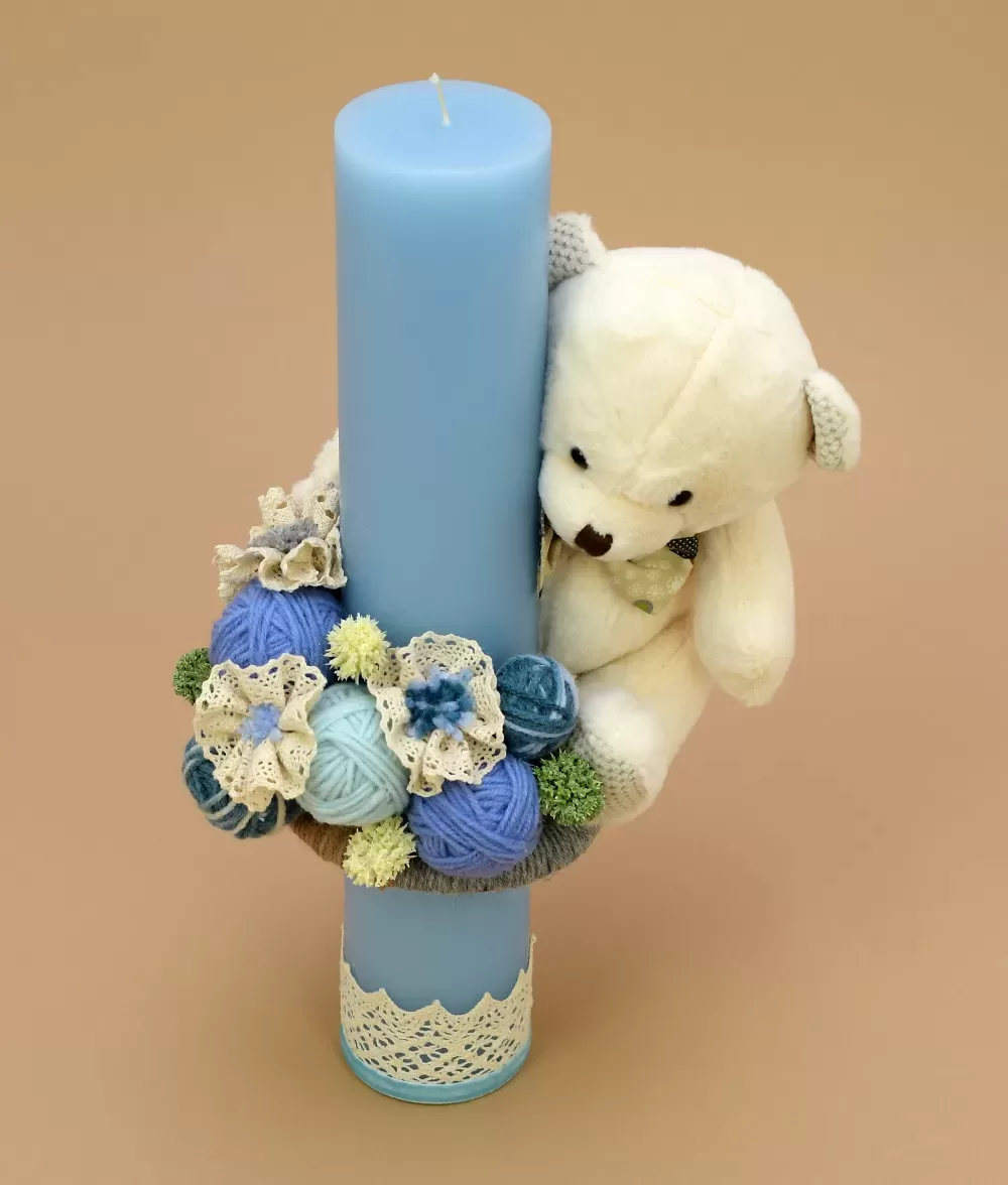 Lumanare botez albastra