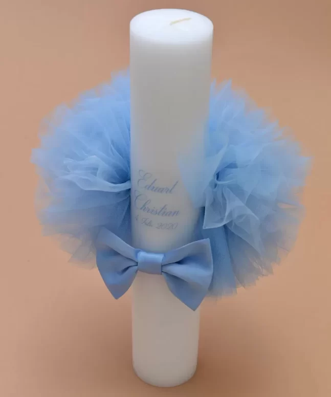 Lumanare de botez papion bleu