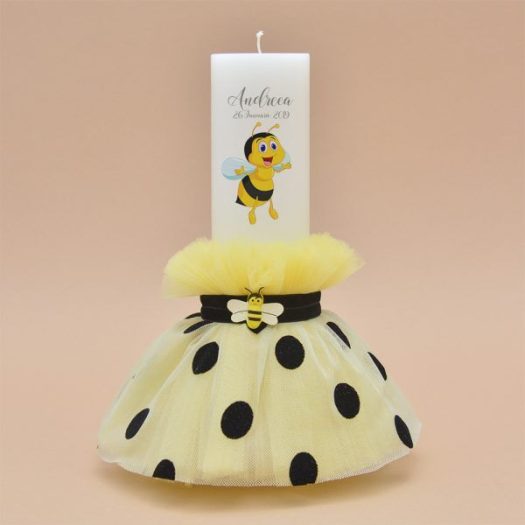 Lumanare de botez personalizata albinuta 2