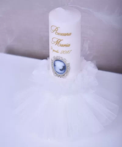 lumanare de botez eleganta camee