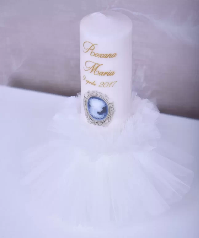 lumanare de botez eleganta camee