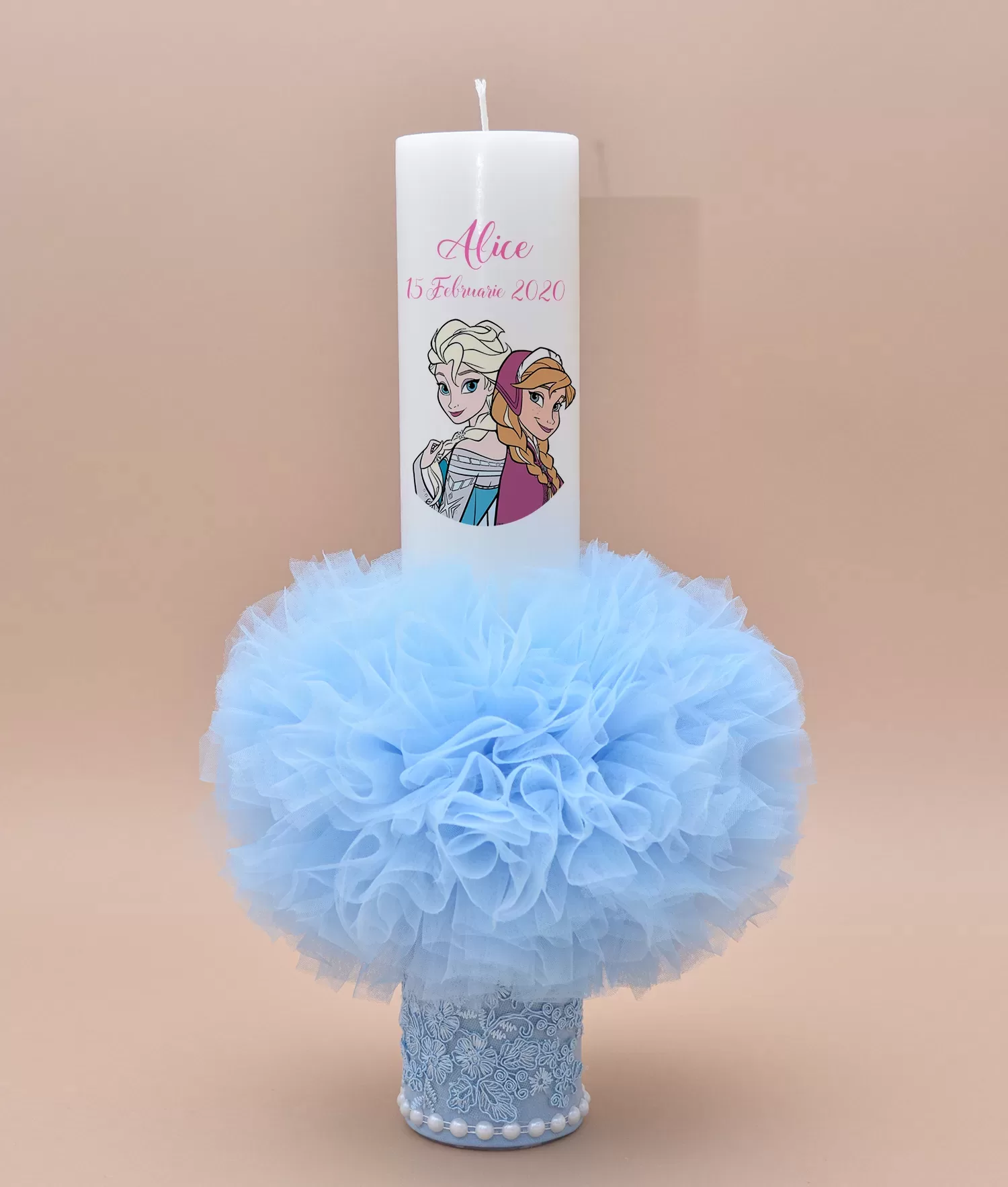 Lumanare de botez personalizata elsa