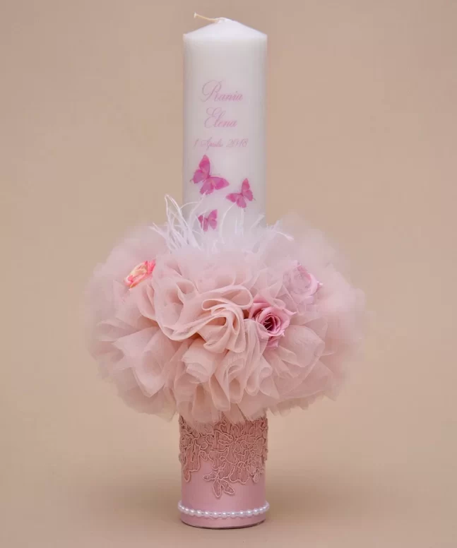 lumanare botez personalizata flower