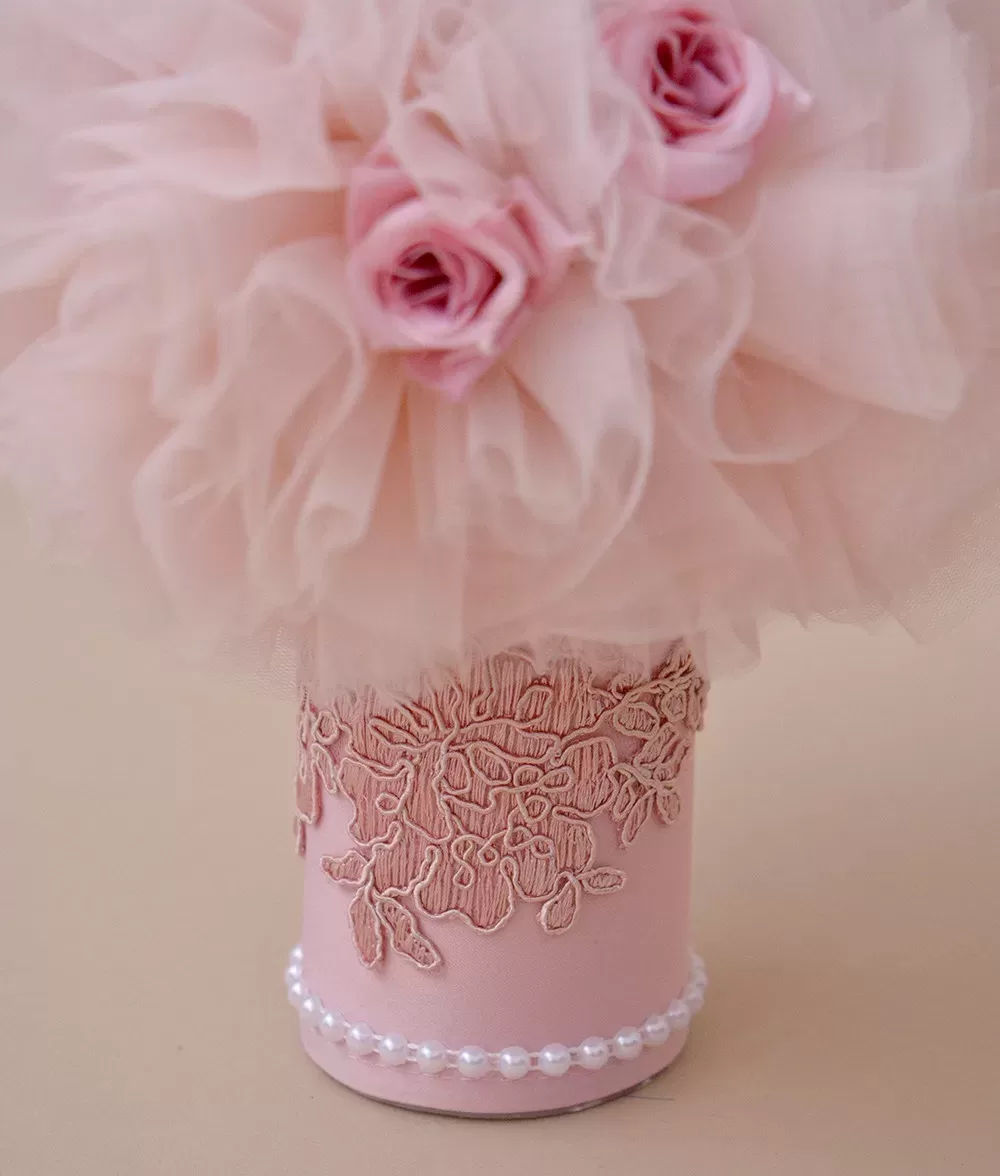 Lumanare botez personalizata dantela tafta