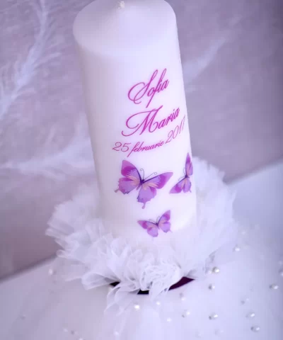 lumanare de botez personalizata fluturasi b