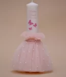 lumanare de botez fluturasi roz