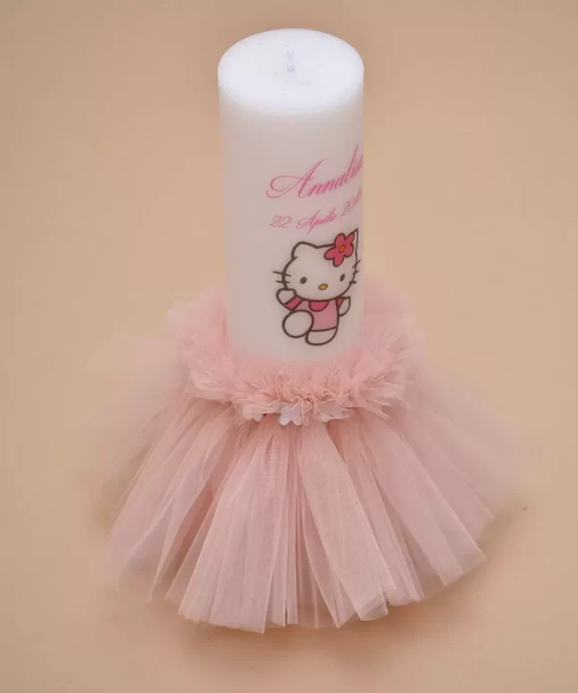 lumanare botez hello kitty detaliu