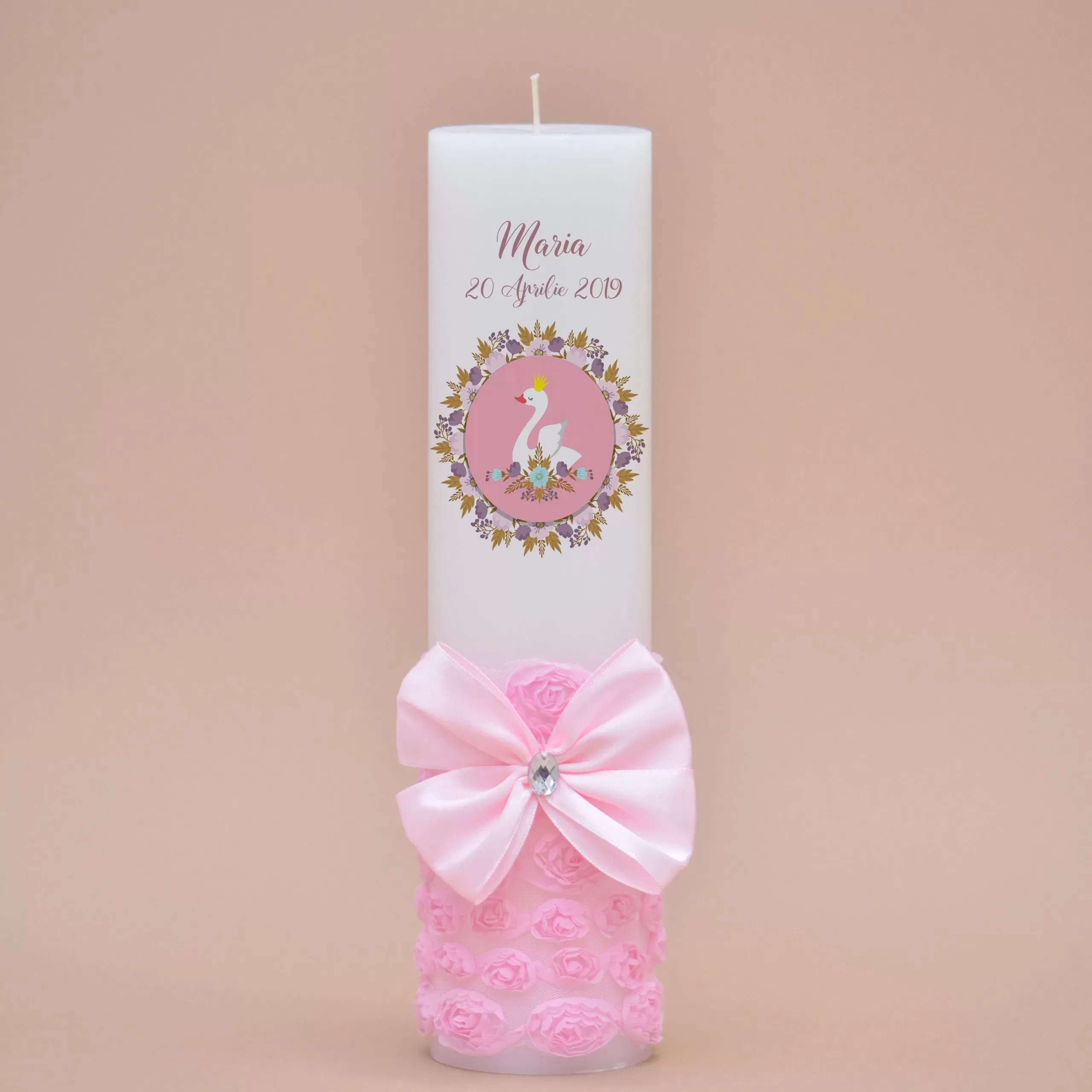 Lumanare botez personalizata lebada