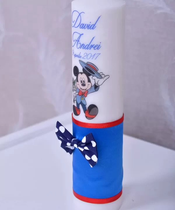 Lumanare botez Mickey Mouse personalizata