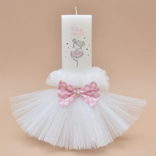 Lumanare de botez personalizata micuta balerina