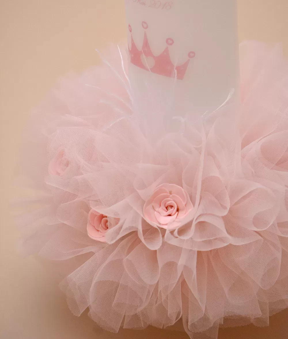 Lumanare botez personalizata princess trandafiri