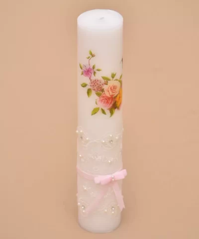 lumanare botez flori imprimate