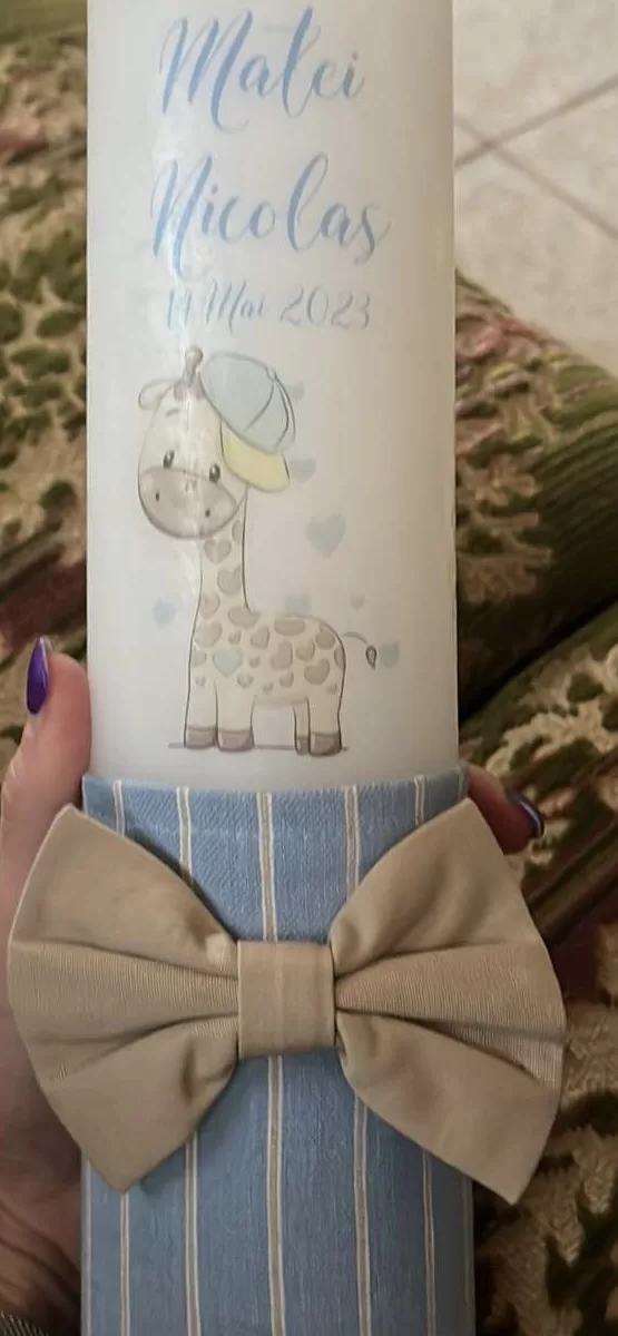 Lumanare de botez personalizata Girafa