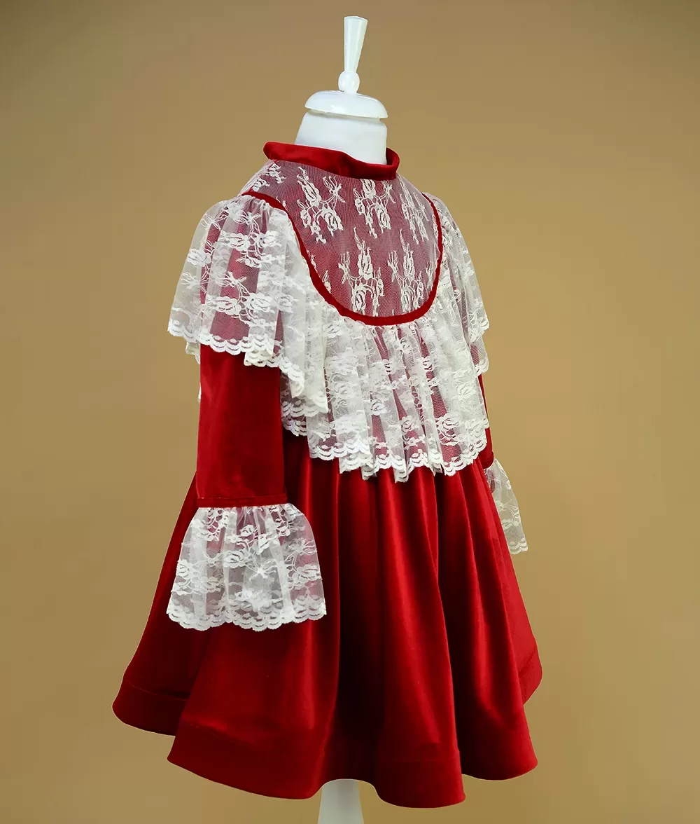 Rochie Rosie Catifea, Marimi 1-14 Ani, Couture Bebe® 5 Rochita catifea fete