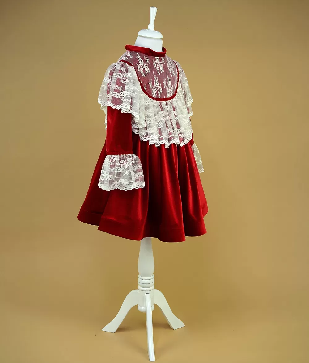 Rochie Rosie Catifea, Marimi 1-14 Ani, Couture Bebe® 4 Rochita fete