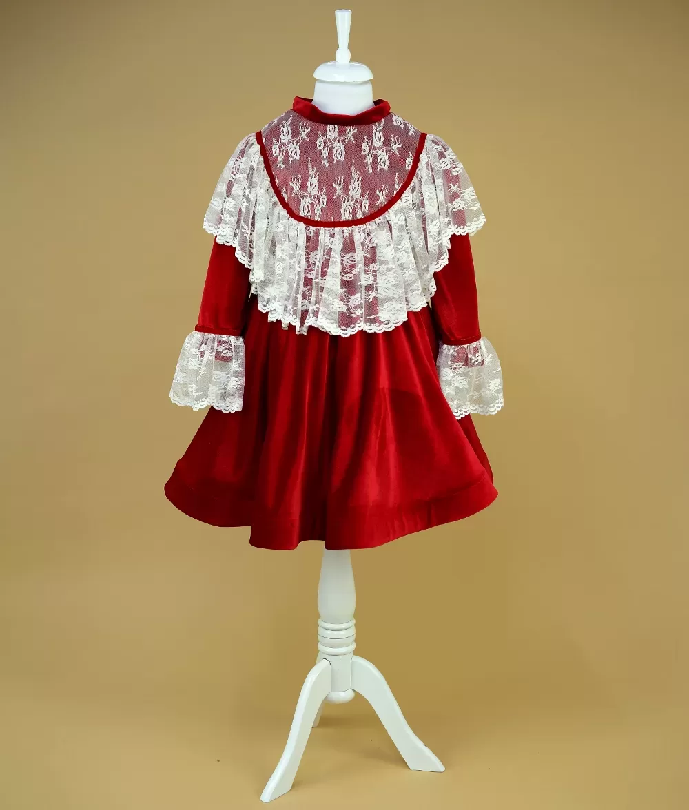 Rochie Rosie Catifea, Marimi 1-14 Ani, Couture Bebe® 2 Rochita rosie catifea
