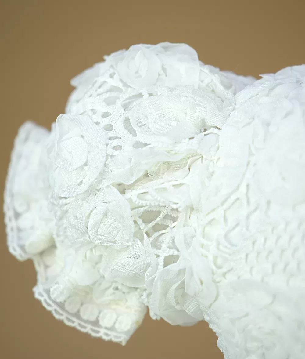 Rochita de botez alba, cu dantela, scarlet, couture bebe