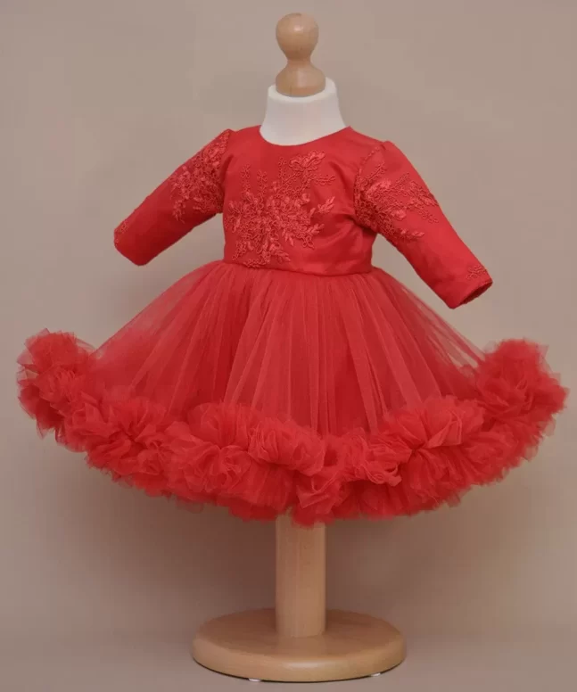 Rochita de botez cu maneca lunga - Amanda