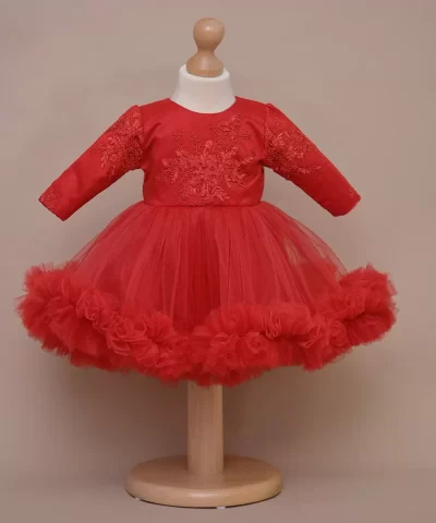 Rochita de botez cu maneca lunga - Amanda