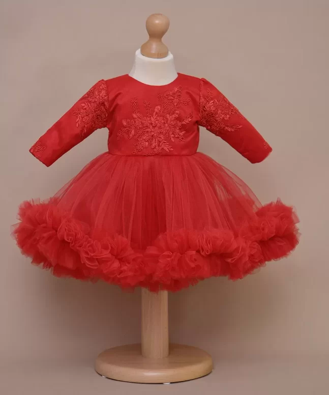 Rochita de botez cu maneca lunga - Amanda