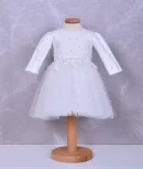 rochita de botez eliza din dantela chantily alba