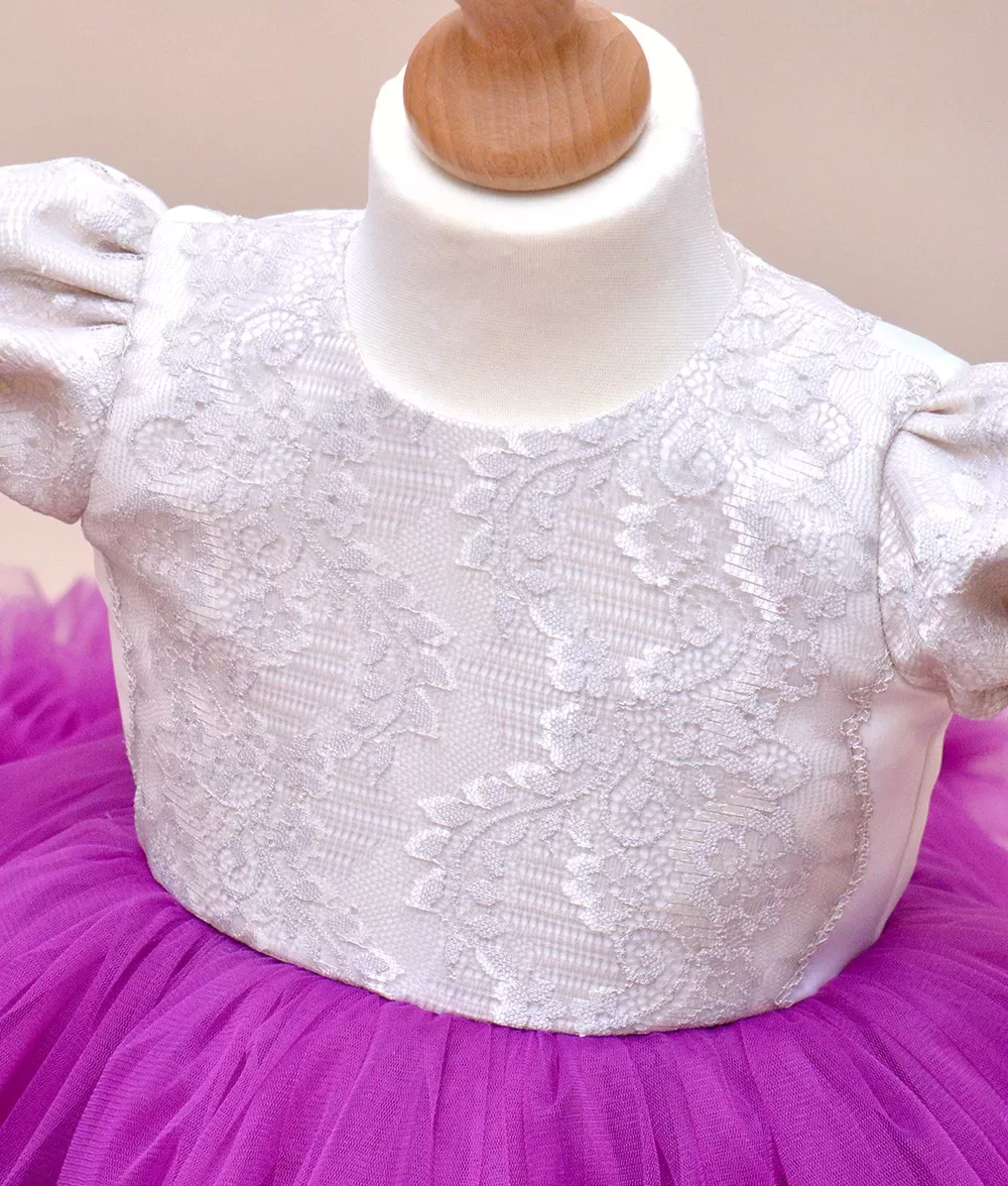 Rochie botez dantela crem