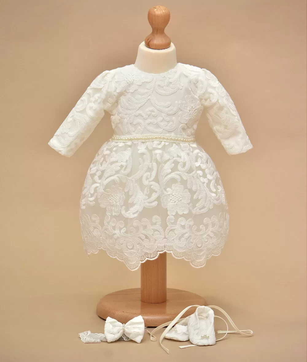 Rochita de botez ruby dantela alba