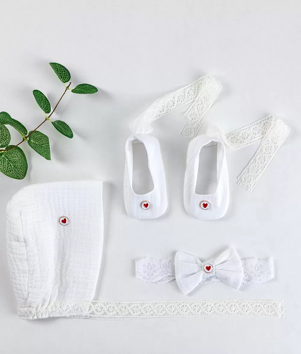 Set botez muselina alba