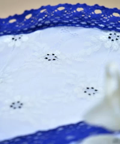 Trusou botez biserica dantela albastru