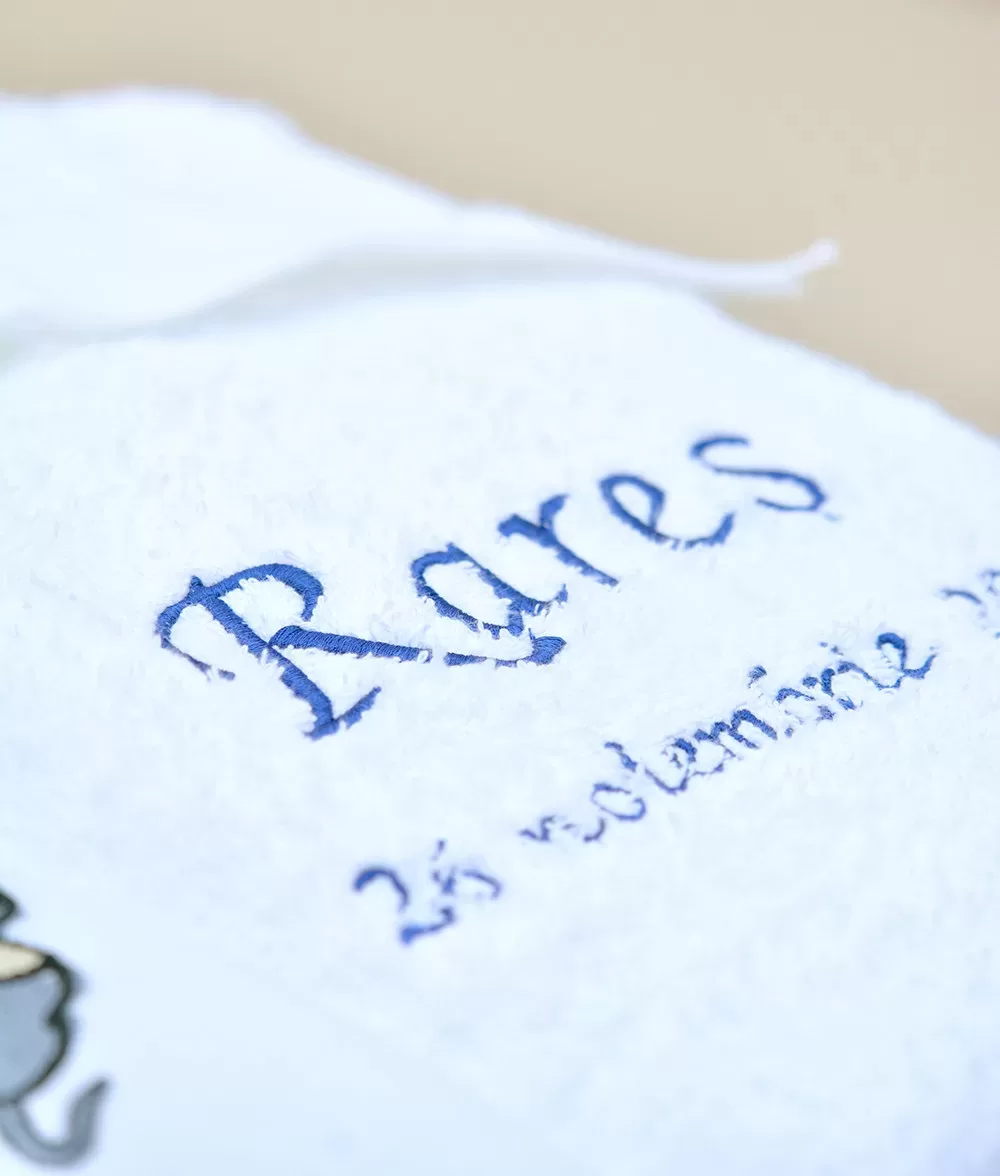 Prosop trusou botez personalizat elefantel couture bebe