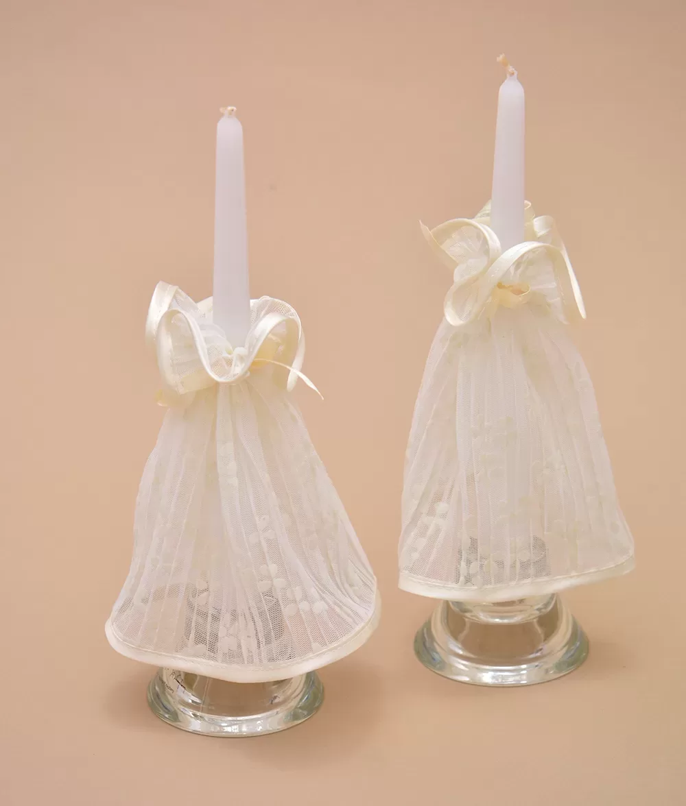 Lumanari trusou botez dantela