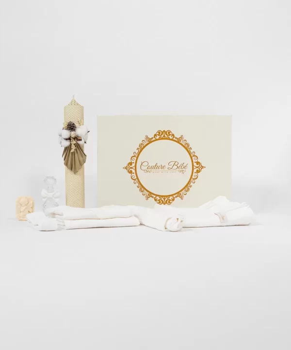 Trusou botez muselina alb