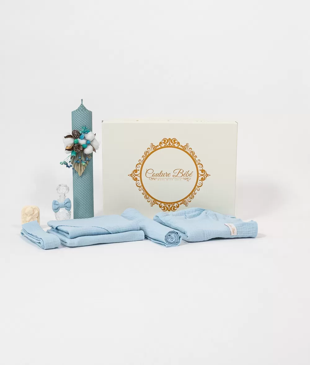 Trusou botez muselina bleu