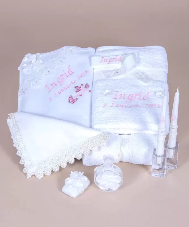 Trusou botez elegant dantela 3d perle